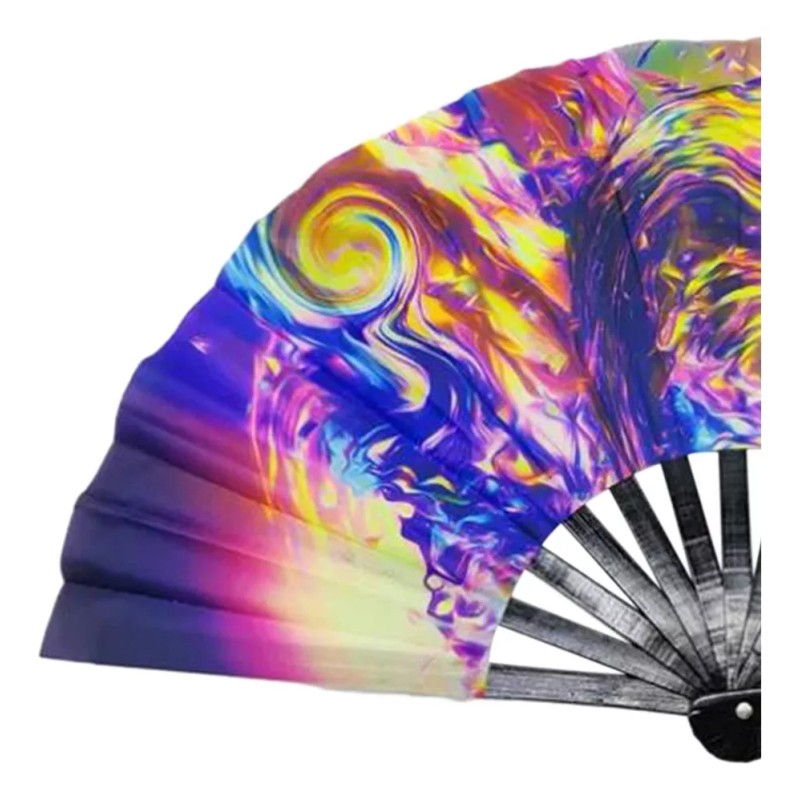 Generic W Abanico De Mano Plegable Rave Grande Con Efectos