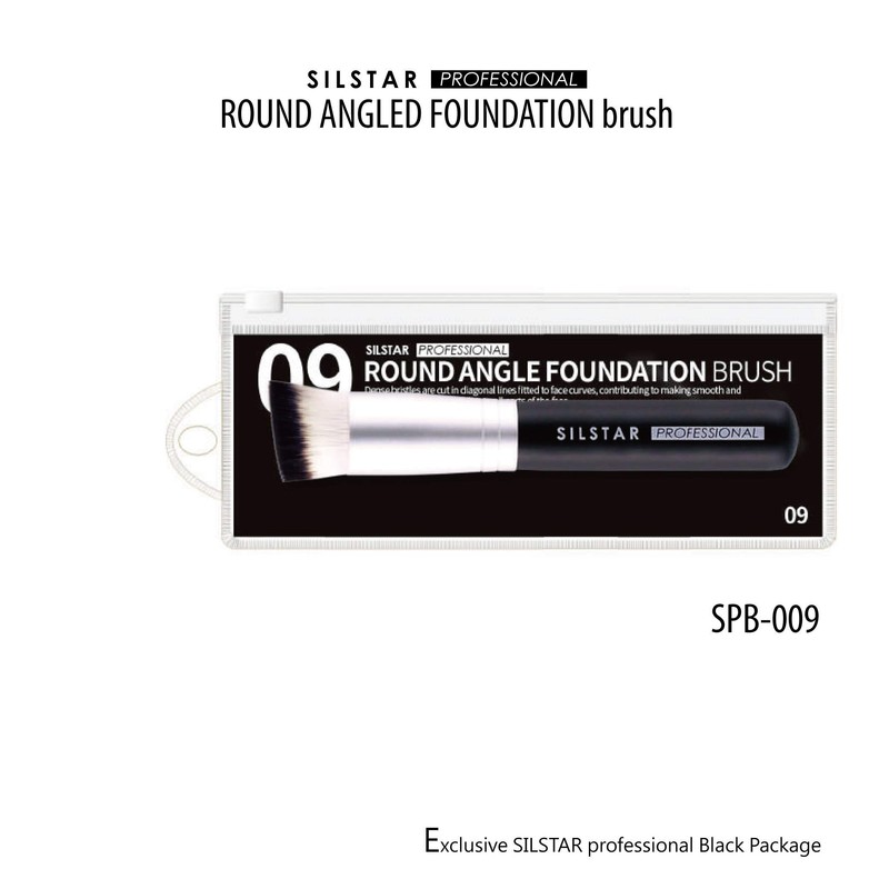 SILSTAR PROFESSIONAL ROUND ANGLED FOUNDATION BRUSH WITH HANDLE MADE OF