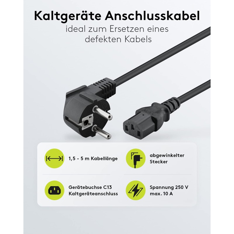 Goobay 95142 IEC Cable 3 m / C13 IEC Socket