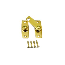 QCAA 2.5" x 2.65", Large, Heavy Forged Solid Brass Door Latch, 180 Degrees Flat Surface Mounting Door Latch Buckle for Doors & Windows, Vibrated Brass, 1 Pack, Made in Taiwan