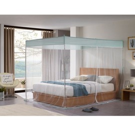 [Summer Cool] Zippered square mosquito net_Simple Mint (family) + stainless steel rod set / [써머쿨] 지퍼식 사각 모기장_심플민트(패밀리) + 스텐봉세트
