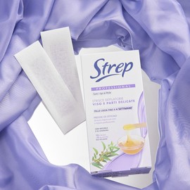 Strep - Strisce Depilatorie Viso e Parti Delicate Professional, con Cera Naturale ed Oli essenziali, Pelle Morbida e Setosa fino a 4 Settimane, 10pz