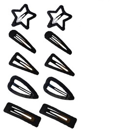 10Pcs Snap Hair Clip Women Metal Snap Hair Clips Set Black Large Medium Size Decorative Hair Clips Set for Short Long Hair Solid Color Hair Pins