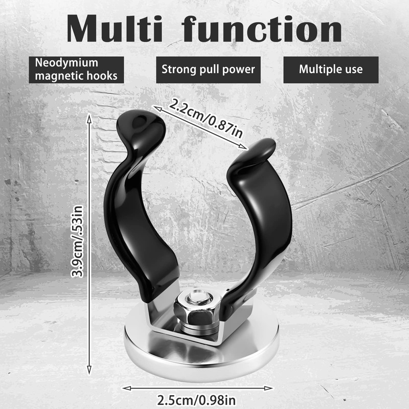 Magnetic Hook Round Base Magnet Fastener with Steel Clip Chrome