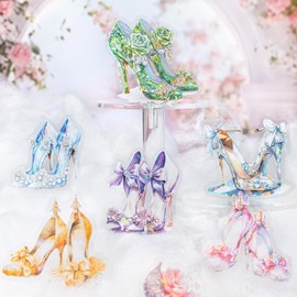 TIAMECH 60Pcs Dream Glass Slipper Series PET Scrapbook Stickers, Shell Sea Thyme Yarn Stickers Kit for Scrapbooking, Junk Journal Ephemera, DIY Crafts Waterproof Journaling Supplies