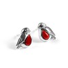 HENRYKA Miniature Robin Stud Earrings in 925 Sterling Silver, Red