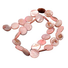 Cheriswelry About 25pcs 14mm Flat Round Shell Beads Disc Coin Natural Mother of Pearl Shell Spacers Bead Charms for Jewellery Making, Pink Dyed
