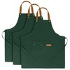 Lengnuantazhi 3 Pack Chef Apron, Waterproof Apron, Adjustable Apron with 2 Pockets for Men Women, Apron for Cooking Baking Restaurant(Green)