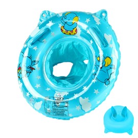 Baby Swimming Float, Elephant Baby Swimming Ring with Safety Seat Baby Float Baby Swimming Ring Inflatable Baby Pool Float Ring for for up to 30kg Toddlers Kids Children (Blue)