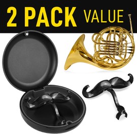 [2 Pack] Clip-On Mustache For French Horns - Includes Protective Case - Made To Fit All French Horn Mouthpieces - Perfect Accessory For Young Musicians