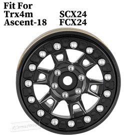 RCarmubWow RC 1.3 Beadlock Wheels Single & Dually for 1/18 TRX4M Ascent-18,1/24 SCX24 FCX24 RC Crawler Car,Aluminium & Brass 1.3 Beadlock Rims,4pcs,Black w/Black