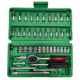 46pcs Ratchet Wrench Set Kit Sleeve for Car Motorcycle Repair Tools Combination Repair Wrench Socket Spanner Screwdrivercolor: 46 PCS Repair Tool-Green, type: Hand Tool Kits-red