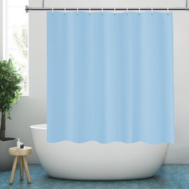 YISURE Shower Curtain, Light Blue, 150 x 150 cm, Textile Polyester Fabric, Machine-Washable with Metal Eyelets, Width 150 x Height 150 cm