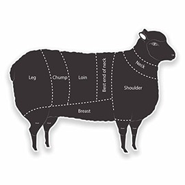 2 x 10cm Meat Cuts Lamb Sheep Vinyl Sticker Laptop Butcher Farm Animal #9622 (10cm Wide x 7.5cm High)