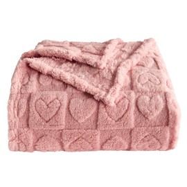 GIOKARNNA GIOKARNNA Heart Checkered Throw Blankets, for Love Mother Friends Pets,280 GSM Super Soft Warm Lightweight Fluffy Bed Blanket for Women Anniversaries(Pink,50"x60")