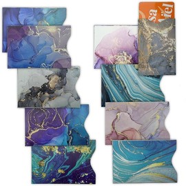 10 PCS RFID Blocking Sleeves, Credit Card Holder for Women Men Protect Cards Identity from Electronic Theft Travel Case Set (Marble Style - Color: Pink Marble Style