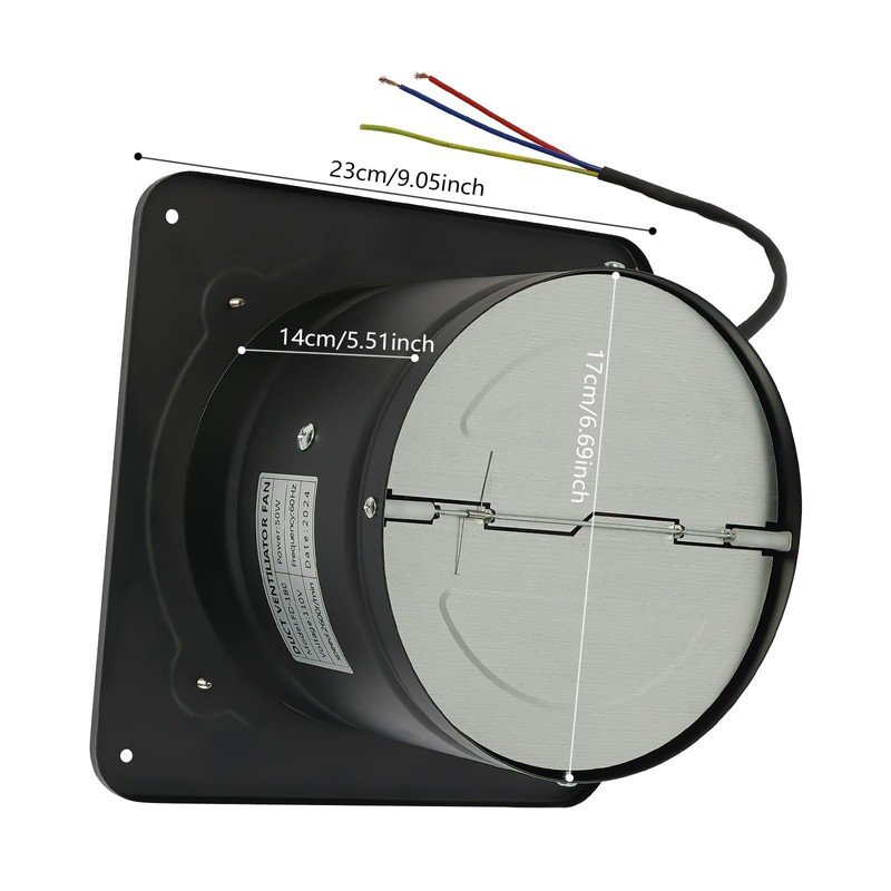 Treliamd 7 Inch Exhaust Fan, 110V Wall Exhaust Fan for
