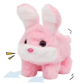 Cuteoy Walking Pink Bunny Stuffed Animal Talking Wagging Nodding Educational Plush Toy Electric Interactive Animated Plushies for Girls Boys Birthday