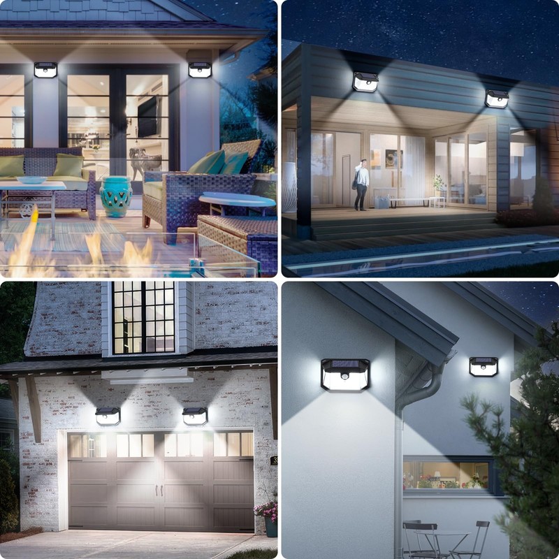 6-Pack Solar Wall Lights Outdoor with 3 Modes & Reflector,