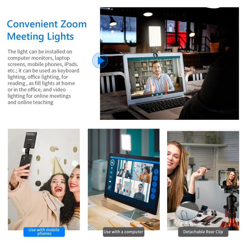 Neewer NL-60AI LED Clamp Light for Laptop and Smartphone with