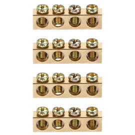 MECCANIXITY 4 Pcs Terminal Ground Bar, 4 Positions Screw Brass Terminal Ground Bar, M4 28.4x5.5x7.5mm Screw Block Barrier Brass for Electrical Devices