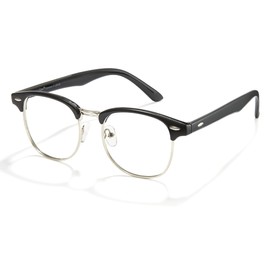 Cyxus Men Blue Light Blocking Glasses Computer gaming Glasses Classic Half Rim Glasses Black Clear Lens 8056
