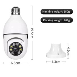 BEL AIR HOME - 360 Degree WiFi Surveillance Camera - HD 1080 Night Vision - Easy E-27 Install - Remote Control via App for Home Security - Plastic