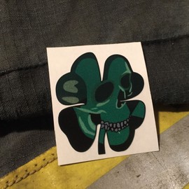 Reflective Vinyl 4 Leaf Clover/Shamrock Skull Fire Helmet Decal Sticker 2"