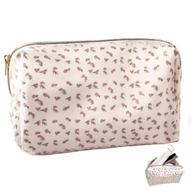 YONEEKSS Floral Makeup Bag, Small Portable Toiletry Bag, Flower Travel Makeup Pouch for Women Girls, Cute Portable Cosmetic Bag for Ladies