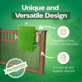 PawCan - Pet Poop Bag Receptor for Outdoor Trash Can with Lid - with Practical Side Dispenser for Scented Bags - Pooper Scooper - Attaches to Any Garbage Bin, Fence or Residential Balcony Area