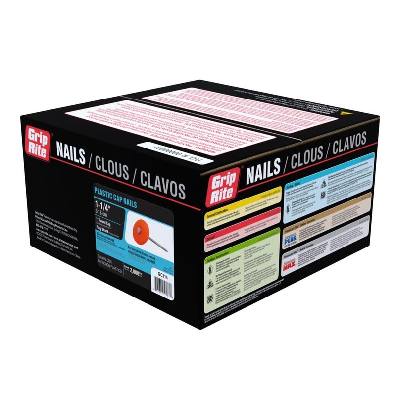 Grip Rite, Size, No Color GC114 1-1/4-Inch Round Plastic, 2,000