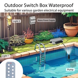 Outdoor Remote Switch,NineLeaf Garden & Pond Switch Box IP66 Waterproof, 5 Gang Electrical Remote Controlled Switch Boxes,External Switch Wireless,Up to 1000W,220-240V,for Outdoor Pump Heater Lights