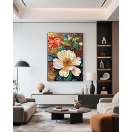 Floral 5D Diamond Painting Kit for Adults -Full-Drill Peony DIY Round Drill Art Diamond Painting Set, Ideal for Beginners and Home Wall Decor 12×16 Inch