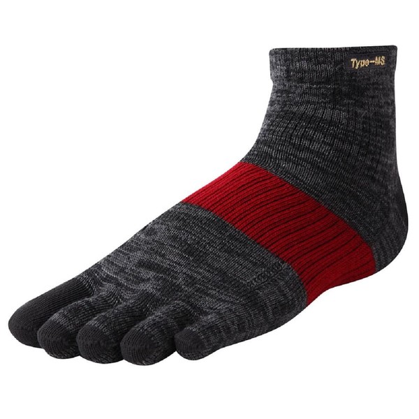 R-L Socks MW-2001 Type-MS Running Socks, 5 Toe, grey mix/red