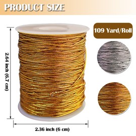 Ewparts 656 feet Christmas Metallic Ornament String Gift Wrapping Twine String Metallic Twine Gold String Bakers Twine Glitter String for Wedding Favour Christmas DIY Crafting Party Home Decoration