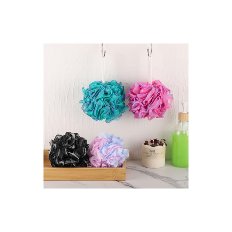 Btyms Loofah Sponge Gram Shower Pouf Bath Scrunchies Puff Exfoliating