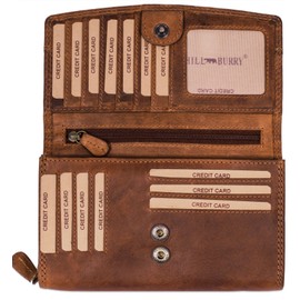 BelleBay Women's Large Leather Wallet, Real Leather, XXL, Long Women's Purse with Many Card Slots, Vintage Women Wallet with RFID Protection, Brown (1), coin purse