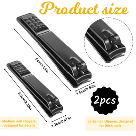 2 Pieces Large Toenails Clippers Nail Clippers for Thick Nails Professional Sharp Stainless Steel Nails Cutters Fingernail Clipper for Men Women