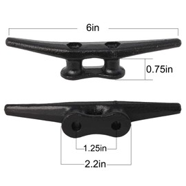 VEITHI 6 inch Electrophoretic Coated Black Dock Cleats Boat Cleats, Boat Dock Cleats Rope Cleat with Hardware Ideal for Decks, Piers for Tying up Boats,Marine Decor,Boat Ties,Cleats for Boat(8 Pack)