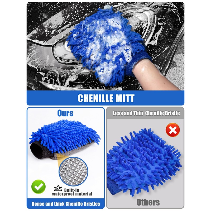 15°Curved Car Wash Brush with Long Handle Kit, 55-Inch 4-Section