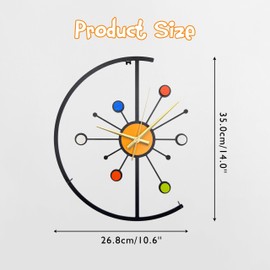 noxozoqm Unique Metal Wall Clock 14 Inch Mid-Century Modern Clock with Silent Mechanism Decorative Colorful Clock for Living Room, Kitchen, Office DecorMetal Wall Clock