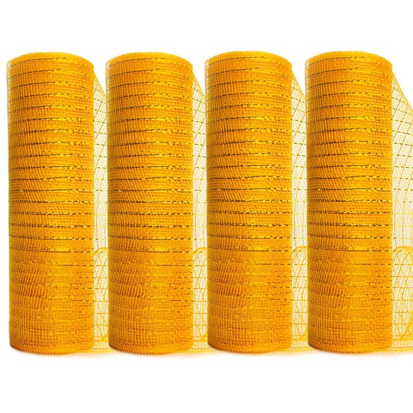 Ribbli 4 Rolls Yellow Gold Mesh Ribbon, 10 inch x
