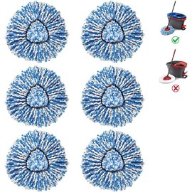 6-Pack Mop Head for RinseClean Spin Mop Refill 2-Tank System Only Easy Cleaning Microfiber Replacement - Colour: 6
