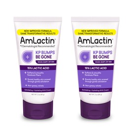 AmLactin KP Bumps Be Gone - Therapeutic Body Cream for Keratosis Pilaris - No-Scrub Exfoliator and Body Moisturizer for Dry Skin with 15% Lactic Acid AHA, 3 oz, Pack of 2 (Packaging May Vary)
