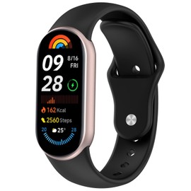 AWADUO Compatible with Xiaomi Band 10/10NFC/9/9 NFC/8 Smart Wacth Replacement Silicone Wrist Strap Bracelet Integration Band, Soft And Durable(Black)