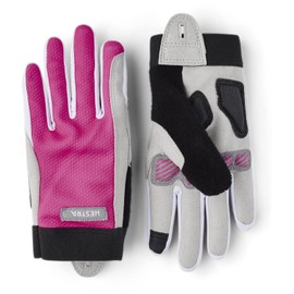 Hestra Unisex Bike Guard Jr. Long Full 5-Finger Mountain Bike and Cycling Glove for Juniors, Neon Pink, 4