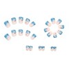 Pikabows Press On Nails Short Square Blue Wave Fake Nails