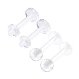 KJM Fashion Transparent Retainer Labret Earrings 1.2 mm 16 g Pack of 4, Acrylic