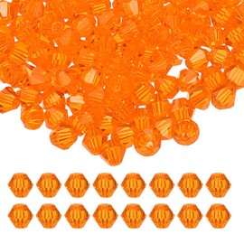 PATIKIL 4mm Bicone Crystal Beads, 400 Pcs Glass Faceted Bicone Beads Loose Spacer Bead for Jewelry Making Bracelet Necklace Earrings Wind Chimes Craft, Orange