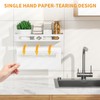 White Paper Towel Holder Wall Mount with Shelf - Adhesive